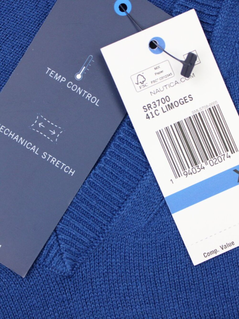 Nautica Navtech Sweater NWT Mens XL Blue Limoges V-Neck Stretch L/S Pullover - Picture 4 of 11